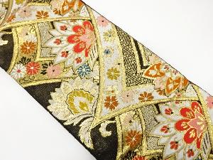 アンティーク　唐花に菱模様織り出し袋帯(着用可)